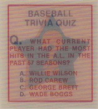 1986 Sportflics - Trivia Cards #124 Baseball Trivia Quiz Front