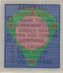 1986 Sportflics Decade Greats - Trivia Cards #13 Baseball Trivia Quiz Front