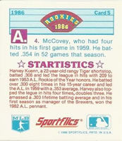 1986 Sportflics Rookies - Trivia Cards #5 Rookies Trivia Quiz Back