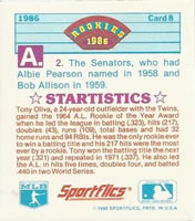 1986 Sportflics Rookies - Trivia Cards #8 Rookies Trivia Quiz Back