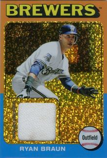 2011 Topps Lineage - 1975 Mini Relics Gold Canary Diamond #75R-RB Ryan Braun Front