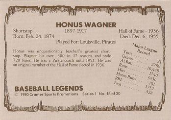 1980 Cramer Baseball Legends Series 1 #18 Honus Wagner Back
