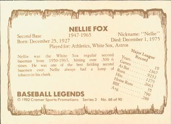 1982 Cramer Baseball Legends Series 3 #68 Nellie Fox Back
