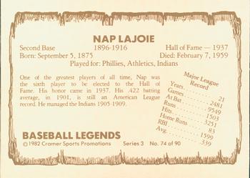 1982 Cramer Baseball Legends Series 3 #74 Nap Lajoie Back