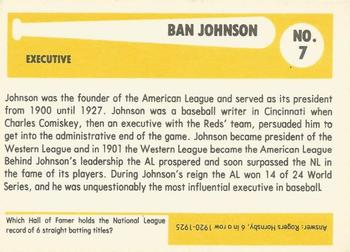 1980-87 SSPC HOF #7 Ban Johnson Back