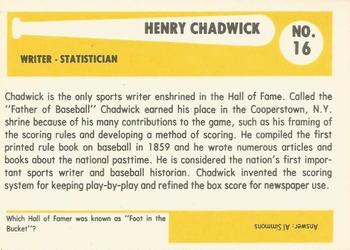 1980-87 SSPC HOF #16 Henry Chadwick Back