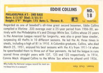 1980-87 SSPC HOF #18 Eddie Collins Back