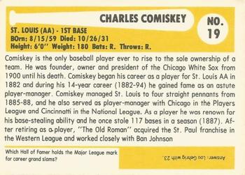 1980-87 SSPC HOF #19 Charles Comiskey Back