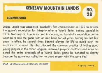 1980-87 SSPC HOF #28 Kenesaw Landis Back