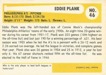 1980-87 SSPC HOF #46 Eddie Plank Back