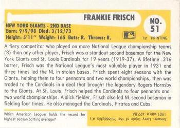 1980-87 SSPC HOF #51 Frankie Frisch Back