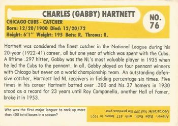 1980-87 SSPC HOF #76 Gabby Hartnett Back