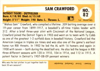 1980-87 SSPC HOF #82 Sam Crawford Back