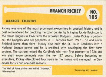1980-87 SSPC HOF #105 Branch Rickey Back