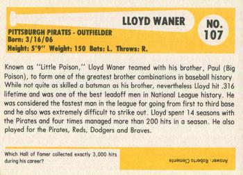 1980-87 SSPC HOF #107 Lloyd Waner Back