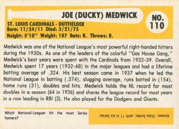 1980-87 SSPC HOF #110 Joe Medwick Back