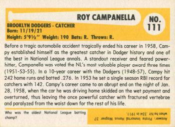 1980-87 SSPC HOF #111 Roy Campanella Back