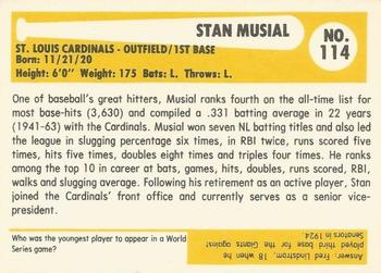 1980-87 SSPC HOF #114 Stan Musial Back