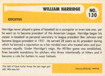 1980-87 SSPC HOF #130 Will Harridge Back
