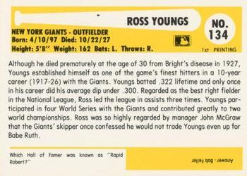 1980-87 SSPC HOF #134 Ross Youngs Back
