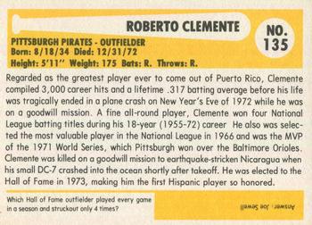 1980-87 SSPC HOF #135 Roberto Clemente Back