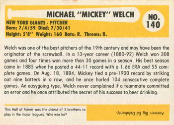 1980-87 SSPC HOF #140 Mickey Welch Back