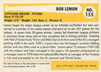 1980-87 SSPC HOF #155 Bob Lemon Back
