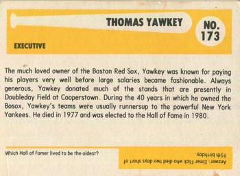 1980-87 SSPC HOF #173 Tom Yawkey Back