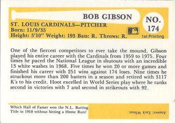 1980-87 SSPC HOF #174 Bob Gibson Back