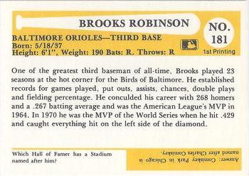1980-87 SSPC HOF #181 Brooks Robinson Back