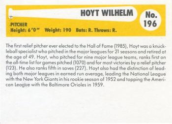 1980-87 SSPC HOF #196 Hoyt Wilhelm Back