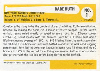 1980-87 SSPC HOF #1 Babe Ruth Back