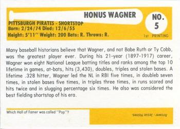1980-87 SSPC HOF #5 Honus Wagner Back
