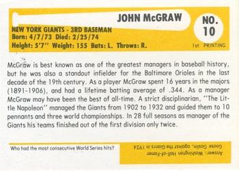 1980-87 SSPC HOF #10 John McGraw Back