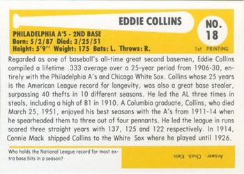 1980-87 SSPC HOF #18 Eddie Collins Back