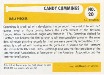 1980-87 SSPC HOF #20 Candy Cummings Back