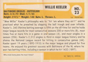 1980-87 SSPC HOF #23 Willie Keeler Back