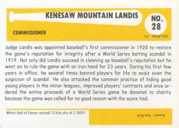 1980-87 SSPC HOF #28 Kenesaw Landis Back