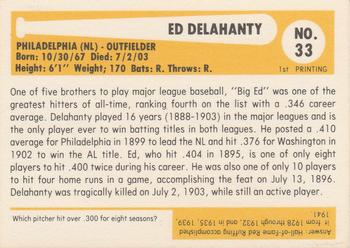 1980-87 SSPC HOF #33 Ed Delahanty Back