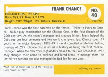 1980-87 SSPC HOF #40 Frank Chance Back