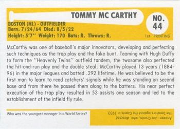 1980-87 SSPC HOF #44 Tom McCarthy Back