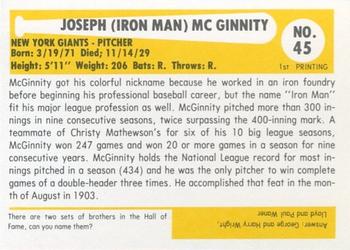 1980-87 SSPC HOF #45 Joe McGinnity Back