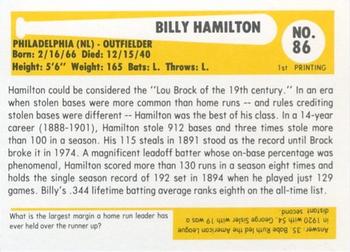 1980-87 SSPC HOF #86 Billy Hamilton Back