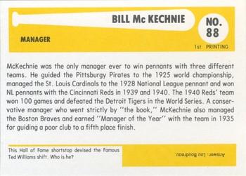 1980-87 SSPC HOF #88 Bill McKechnie Back