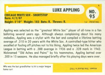 1980-87 SSPC HOF #95 Luke Appling Back