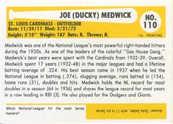 1980-87 SSPC HOF #110 Joe Medwick Back