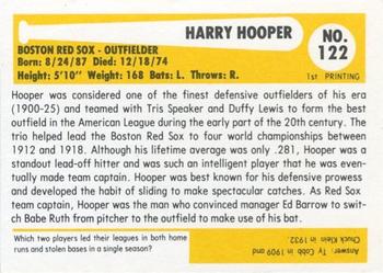 1980-87 SSPC HOF #122 Harry Hooper Back