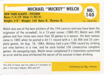 1980-87 SSPC HOF #140 Mickey Welch Back