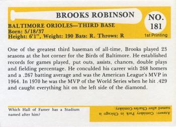 1980-87 SSPC HOF #181 Brooks Robinson Back