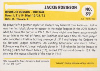 1980-87 SSPC HOF #89 Jackie Robinson Back